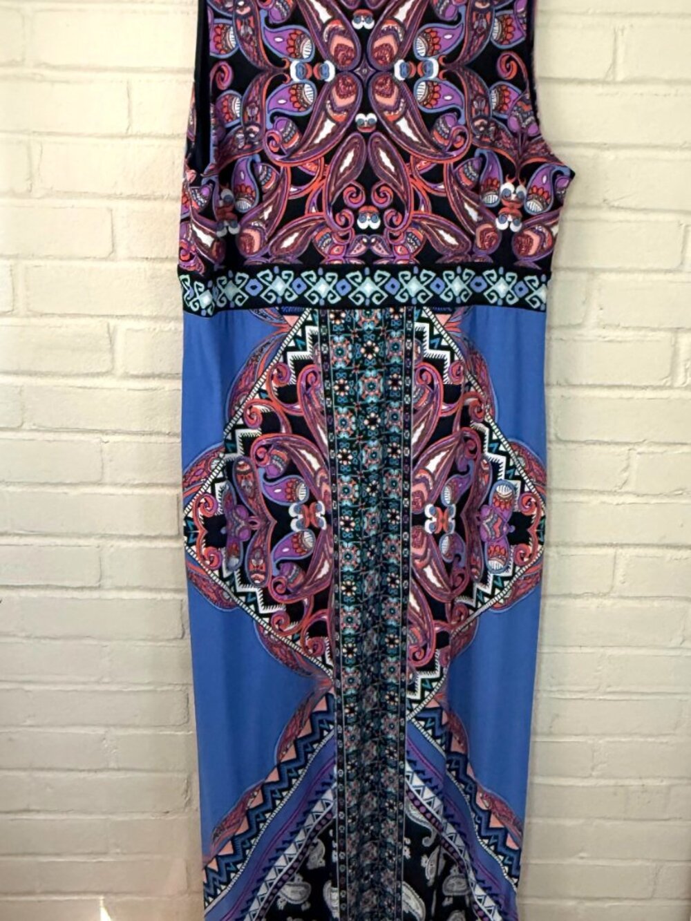 Studio One New York Blue Paisley Sleeveless Maxi Dress Boho | XL - Picture 3 of 7